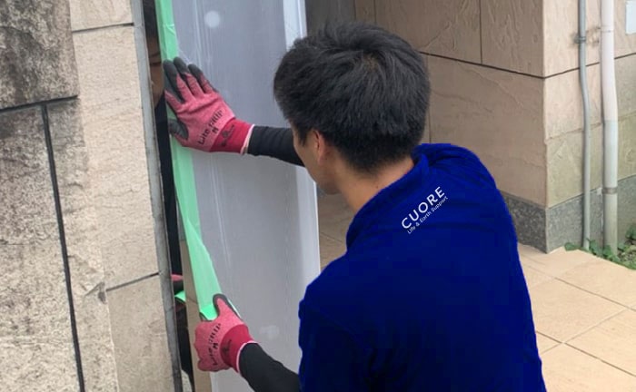 搬出前の養生で損傷事故を防止